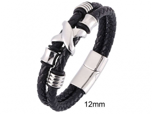 BC Jewelry Wholesale Leather And Stainless Steel Bracelet Jewelry NO.#SJ13B0893