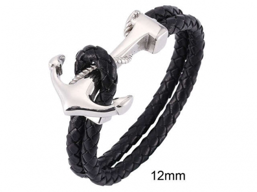 BC Jewelry Wholesale Leather And Stainless Steel Bracelet Jewelry NO.#SJ13B1063