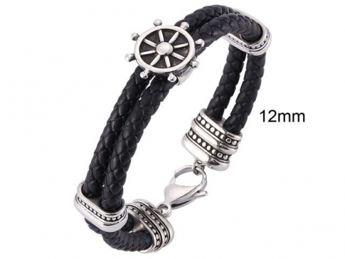 BC Jewelry Wholesale Leather And Stainless Steel Bracelet Jewelry NO.#SJ13B1072