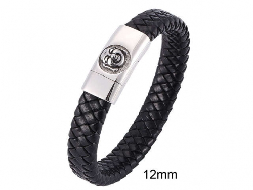 BC Jewelry Wholesale Leather And Stainless Steel Bracelet Jewelry NO.#SJ13B1059