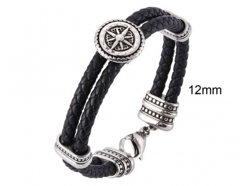 BC Jewelry Wholesale Leather And Stainless Steel Bracelet Jewelry NO.#SJ13B1073