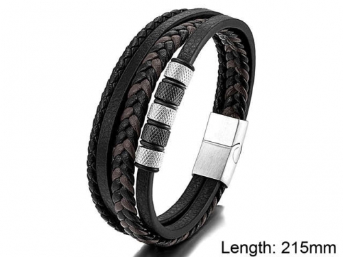 BC Jewelry Wholesale Leather And Stainless Steel Bracelet Jewelry NO.#SJ104B015