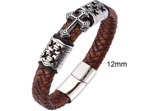 BC Jewelry Wholesale Leather And Stainless Steel Bracelet Jewelry NO.#SJ13B1147