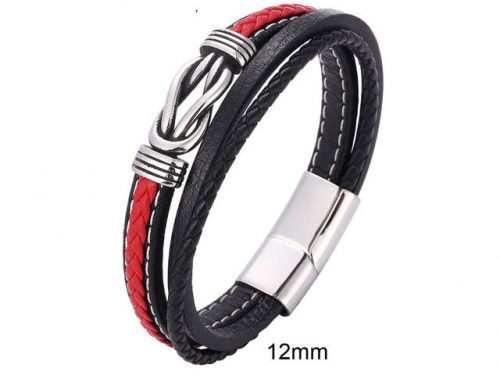 BC Jewelry Wholesale Leather And Stainless Steel Bracelet Jewelry NO.#SJ13B0744