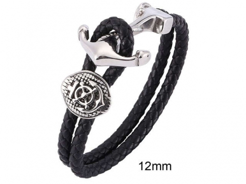 BC Jewelry Wholesale Leather And Stainless Steel Bracelet Jewelry NO.#SJ13B1089