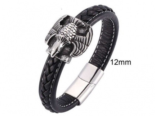 BC Jewelry Wholesale Leather And Stainless Steel Bracelet Jewelry NO.#SJ13B1080