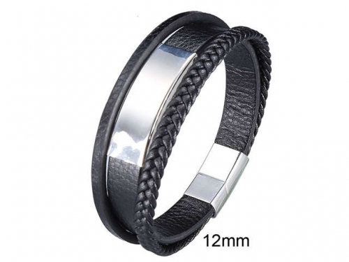 BC Jewelry Wholesale Leather And Stainless Steel Bracelet Jewelry NO.#SJ13B0817