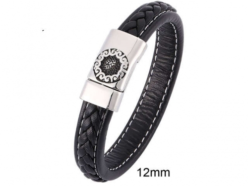 BC Jewelry Wholesale Leather And Stainless Steel Bracelet Jewelry NO.#SJ13B1008