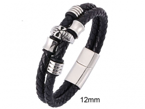BC Jewelry Wholesale Leather And Stainless Steel Bracelet Jewelry NO.#SJ13B0989