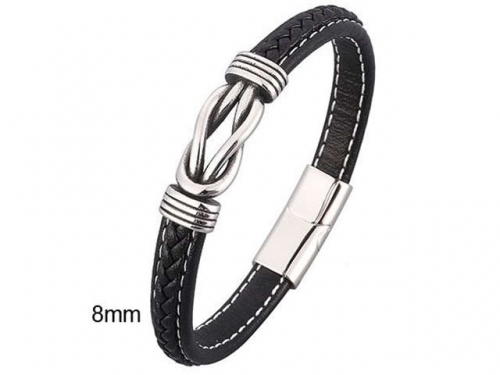 BC Jewelry Wholesale Leather And Stainless Steel Bracelet Jewelry NO.#SJ13B0679