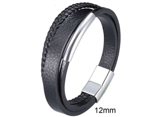 BC Jewelry Wholesale Leather And Stainless Steel Bracelet Jewelry NO.#SJ13B0816
