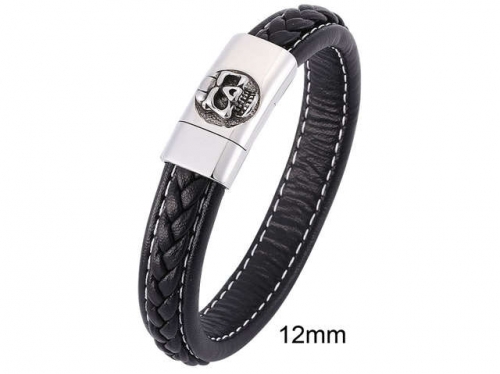 BC Jewelry Wholesale Leather And Stainless Steel Bracelet Jewelry NO.#SJ13B1005
