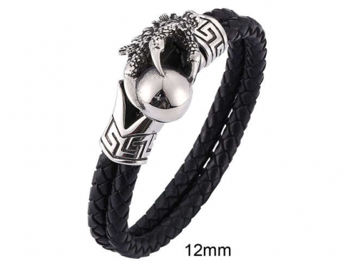 BC Jewelry Wholesale Leather And Stainless Steel Bracelet Jewelry NO.#SJ13B1081