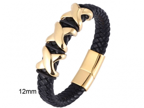 BC Jewelry Wholesale Leather And Stainless Steel Bracelet Jewelry NO.#SJ13B0549