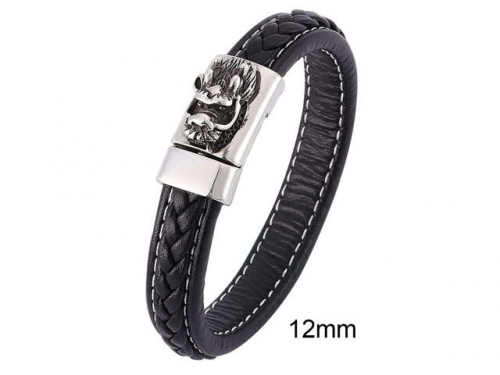 BC Jewelry Wholesale Leather And Stainless Steel Bracelet Jewelry NO.#SJ13B1003