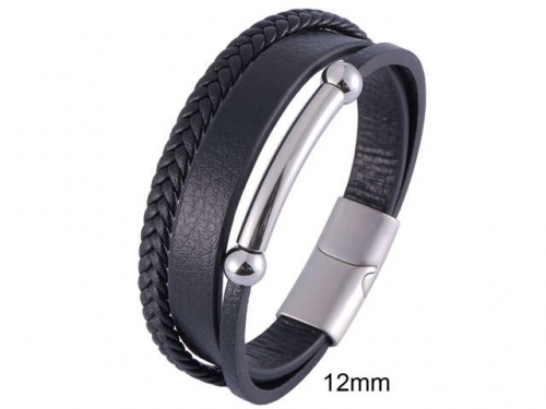 BC Jewelry Wholesale Leather And Stainless Steel Bracelet Jewelry NO.#SJ13B0696