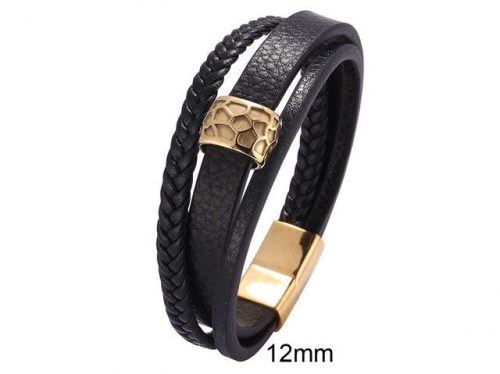 BC Jewelry Wholesale Leather And Stainless Steel Bracelet Jewelry NO.#SJ13B0801