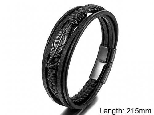 BC Jewelry Wholesale Leather And Stainless Steel Bracelet Jewelry NO.#SJ104B033