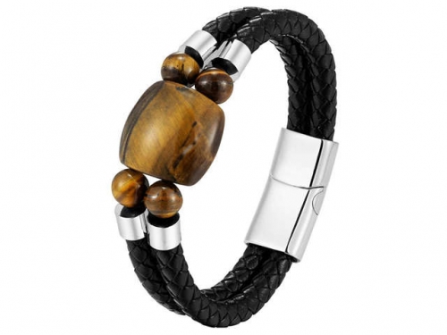 BC Jewelry Wholesale Leather And Stainless Steel Bracelet Long About 210mm NO.#SJ111B390