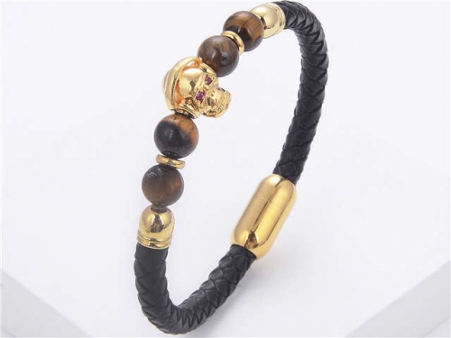 BC Jewelry Wholesale Leather And Stainless Steel Bracelet Long About 210mm NO.#SJ112B508