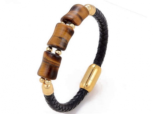 BC Jewelry Wholesale Leather And Stainless Steel Bracelet Long About 210mm NO.#SJ112B822