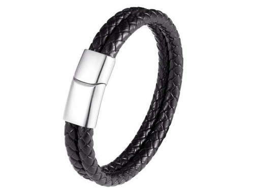 BC Jewelry Wholesale Leather And Stainless Steel Bracelet Long About 210mm NO.#SJ111B219