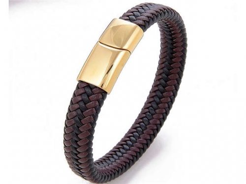 BC Jewelry Wholesale Leather And Stainless Steel Bracelet Long About 210mm NO.#SJ112B755