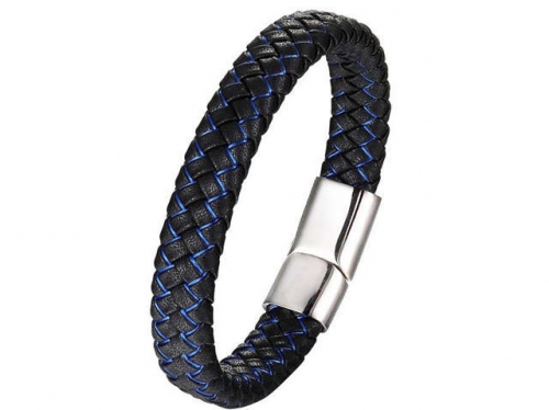 BC Jewelry Wholesale Leather And Stainless Steel Bracelet Long About 210mm NO.#SJ111B193