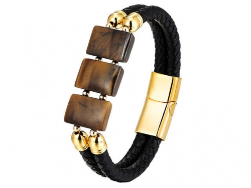 BC Jewelry Wholesale Leather And Stainless Steel Bracelet Long About 210mm NO.#SJ111B368