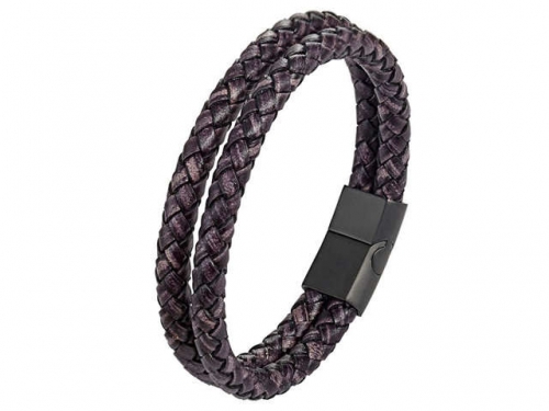 BC Jewelry Wholesale Leather And Stainless Steel Bracelet Long About 210mm NO.#SJ111B179