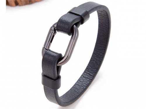 BC Jewelry Wholesale Leather And Stainless Steel Bracelet Long About 210mm NO.#SJ112B018