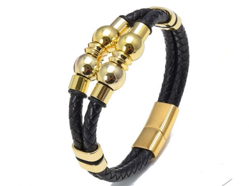BC Jewelry Wholesale Leather And Stainless Steel Bracelet Long About 210mm NO.#SJ112B069