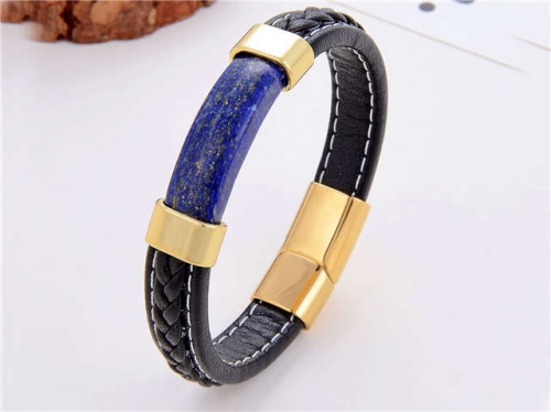 BC Jewelry Wholesale Leather And Stainless Steel Bracelet Long About 210mm NO.#SJ112B811