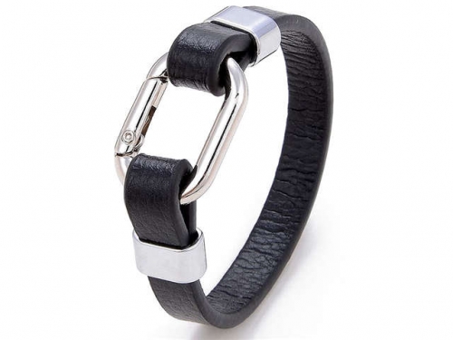 BC Jewelry Wholesale Leather And Stainless Steel Bracelet Long About 210mm NO.#SJ112B017