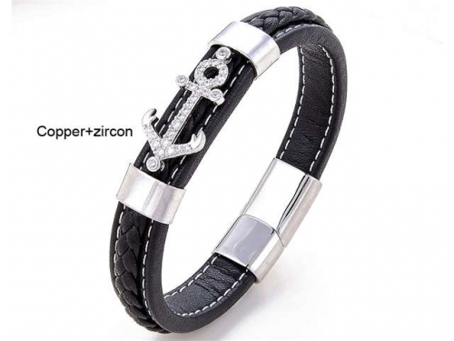 BC Jewelry Wholesale Leather And Stainless Steel Bracelet Long About 210mm NO.#SJ112B332