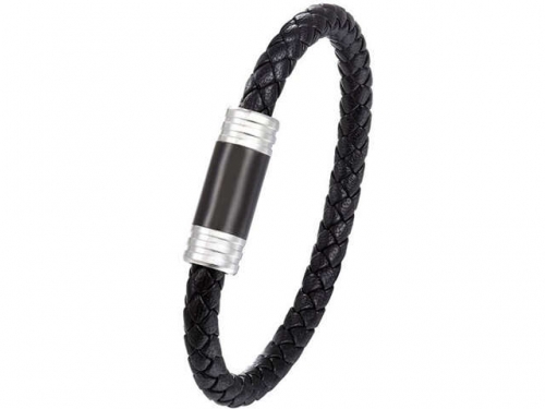 BC Jewelry Wholesale Leather And Stainless Steel Bracelet Long About 210mm NO.#SJ111B237