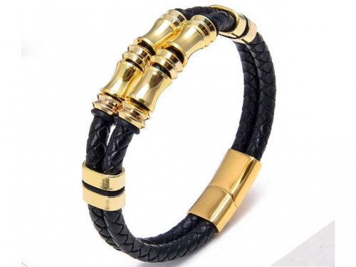 BC Jewelry Wholesale Leather And Stainless Steel Bracelet Long About 210mm NO.#SJ112B614