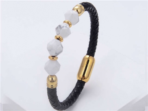 BC Jewelry Wholesale Leather And Stainless Steel Bracelet Long About 210mm NO.#SJ112B528