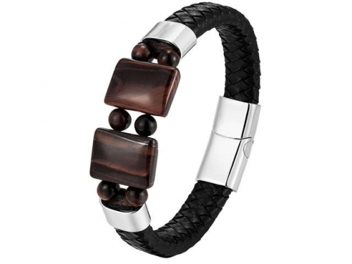 BC Jewelry Wholesale Leather And Stainless Steel Bracelet Long About 210mm NO.#SJ111B373