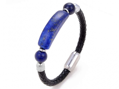 BC Jewelry Wholesale Leather And Stainless Steel Bracelet Long About 210mm NO.#SJ112B894