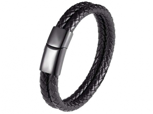 BC Jewelry Wholesale Leather And Stainless Steel Bracelet Long About 210mm NO.#SJ111B218