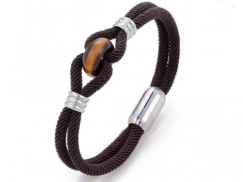 BC Jewelry Wholesale Leather And Stainless Steel Bracelet Long About 210mm NO.#SJ112B210