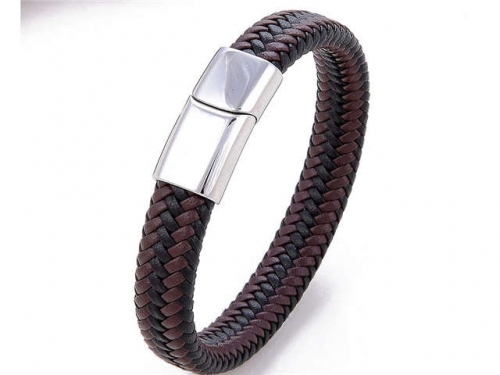 BC Jewelry Wholesale Leather And Stainless Steel Bracelet Long About 210mm NO.#SJ112B753
