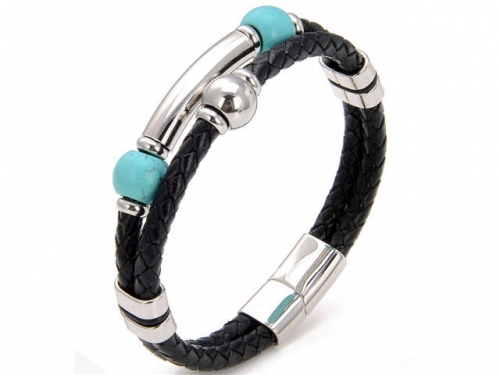 BC Jewelry Wholesale Leather And Stainless Steel Bracelet Long About 210mm NO.#SJ112B629
