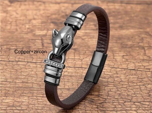 BC Jewelry Wholesale Leather And Stainless Steel Bracelet Long About 210mm NO.#SJ112B126