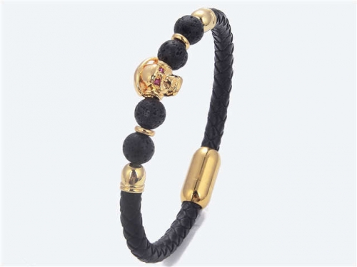 BC Jewelry Wholesale Leather And Stainless Steel Bracelet Long About 210mm NO.#SJ112B507