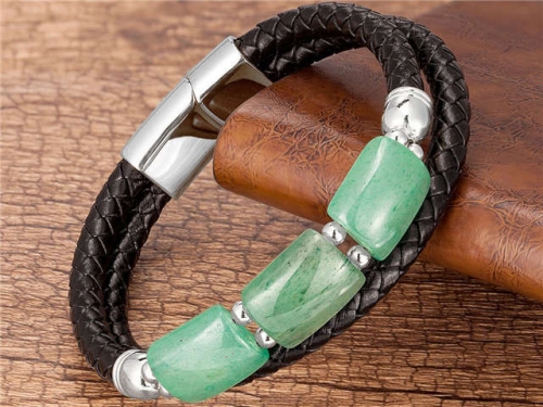 BC Jewelry Wholesale Leather And Stainless Steel Bracelet Long About 210mm NO.#SJ112B062