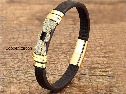 BC Jewelry Wholesale Leather And Stainless Steel Bracelet Long About 210mm NO.#SJ112B390