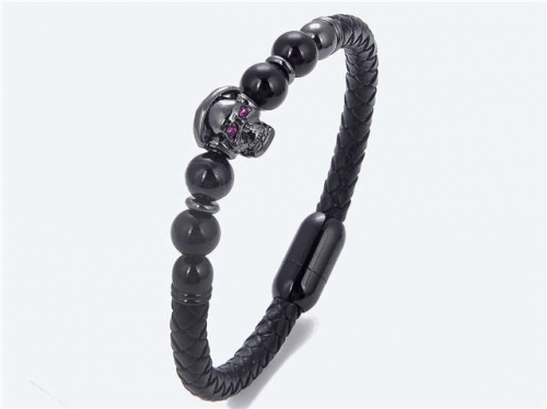 BC Jewelry Wholesale Leather And Stainless Steel Bracelet Long About 210mm NO.#SJ112B512