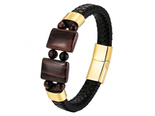 BC Jewelry Wholesale Leather And Stainless Steel Bracelet Long About 210mm NO.#SJ111B374